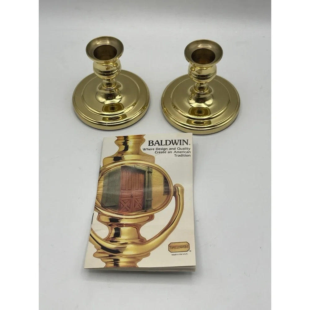 Brass Candlestick Baldwin Classics USA Round Base Solid VTG ‎ 1988 No. 7200